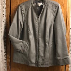 Christopher & Banks Gray Faux Leather Moto Jacket